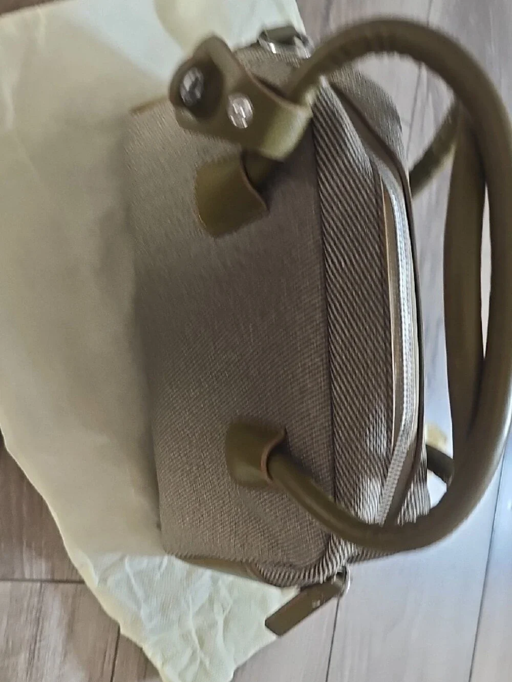 Olive Green Top-Handle Canvas Mini Bag